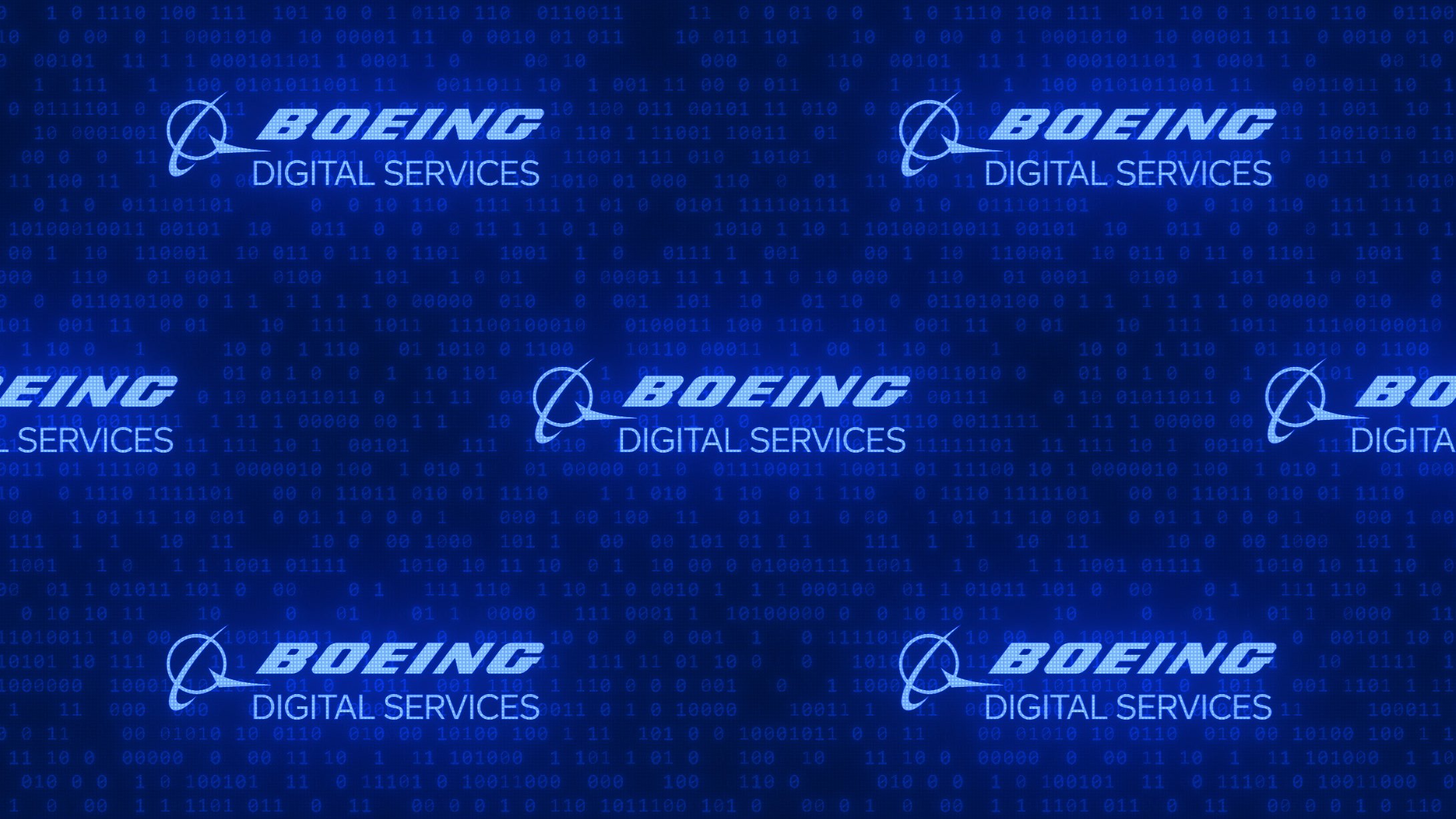 Boeing Digital Services logos on the LED wall