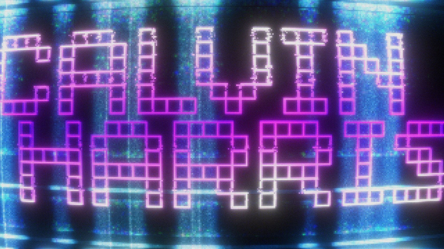 Calvin Harris title in pixel lettering on a curved screen