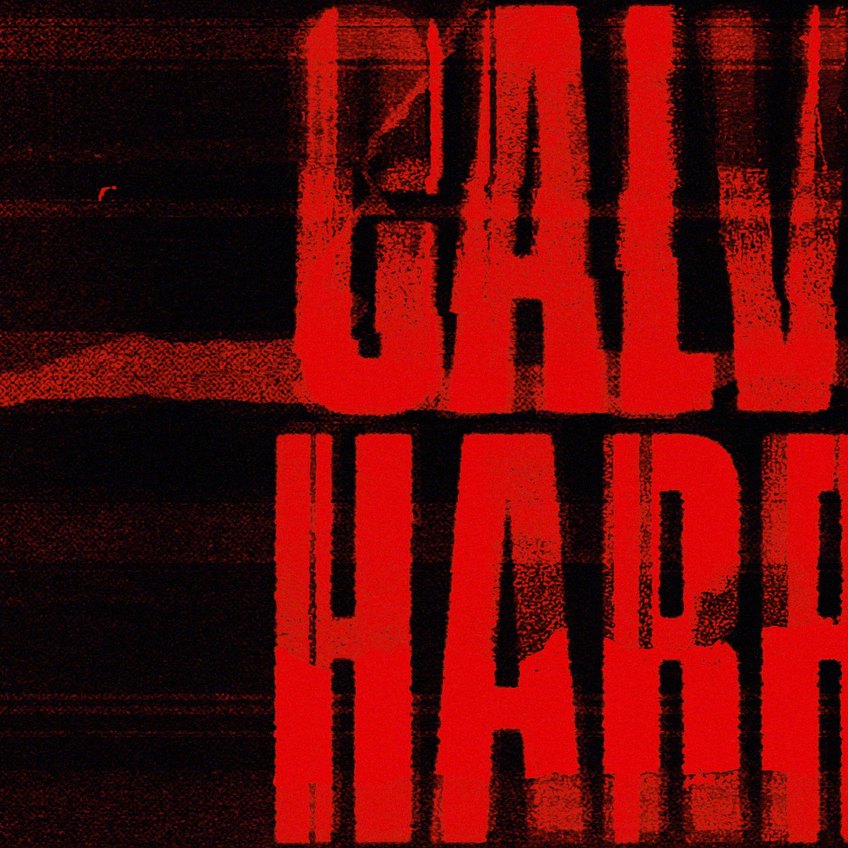 Calvin Harris title in distressed red