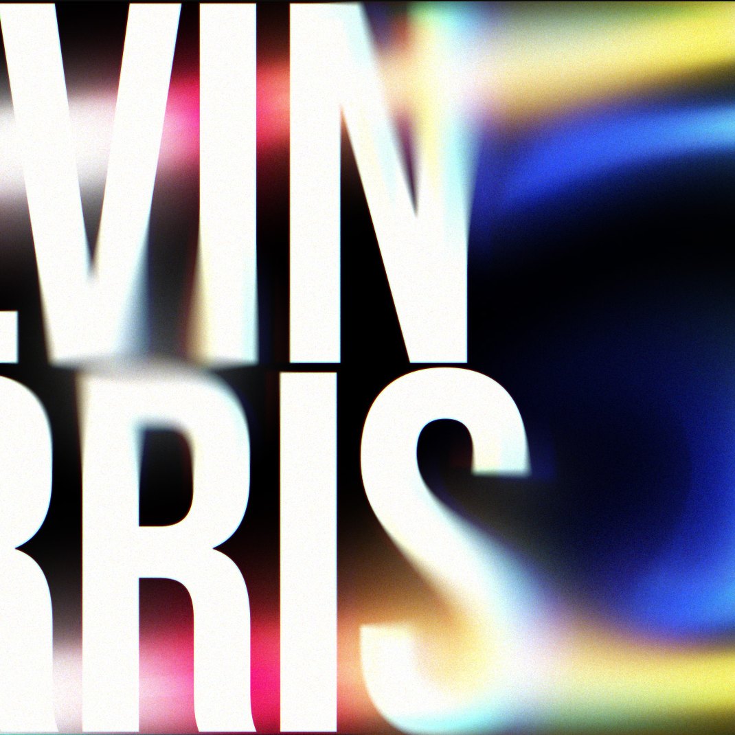 Calvin Harris title over liquid chrome