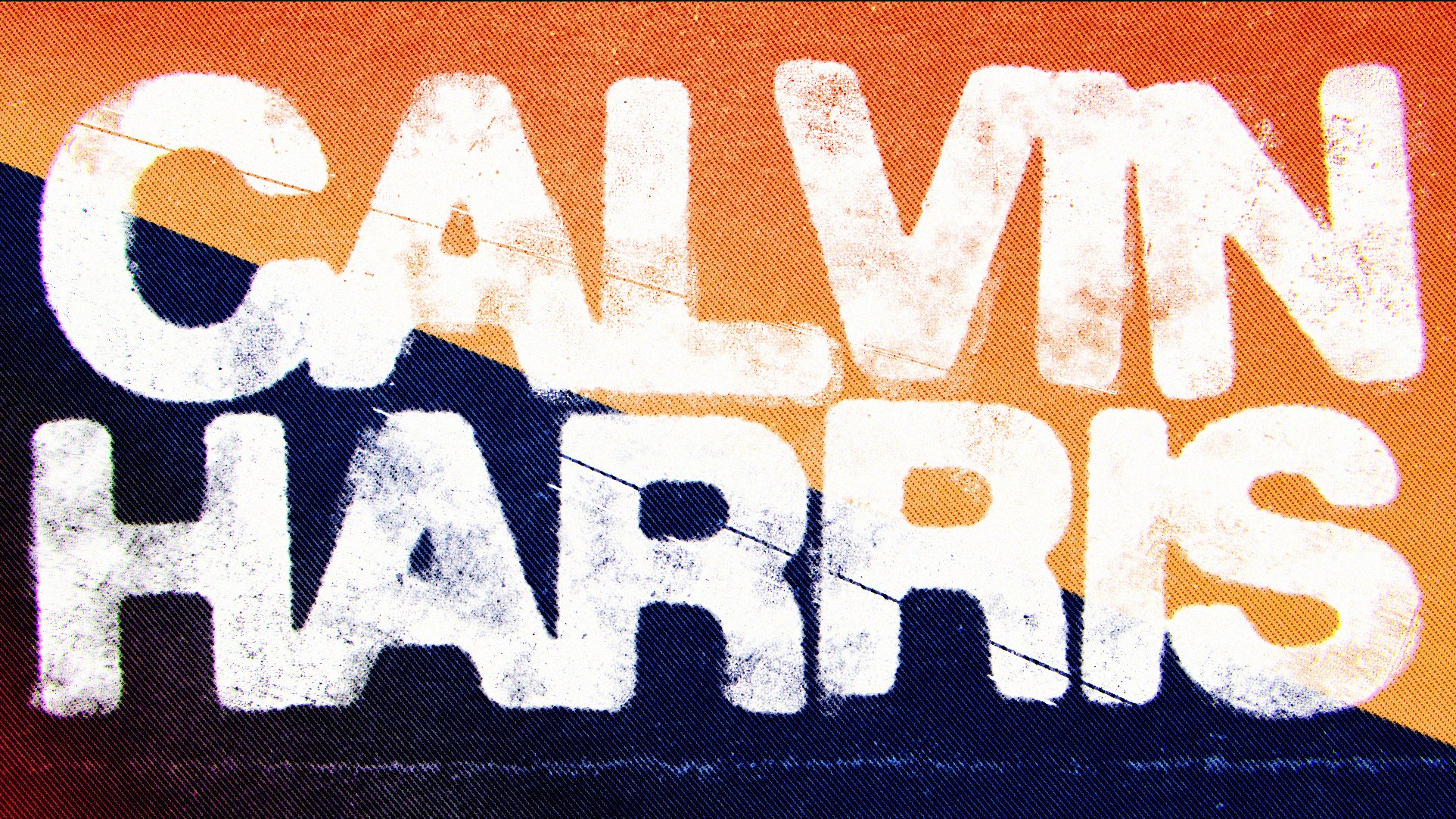 Calvin Harris title on a diagonal colour split