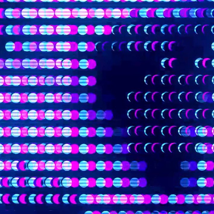 LED dot pattern in pink and blue