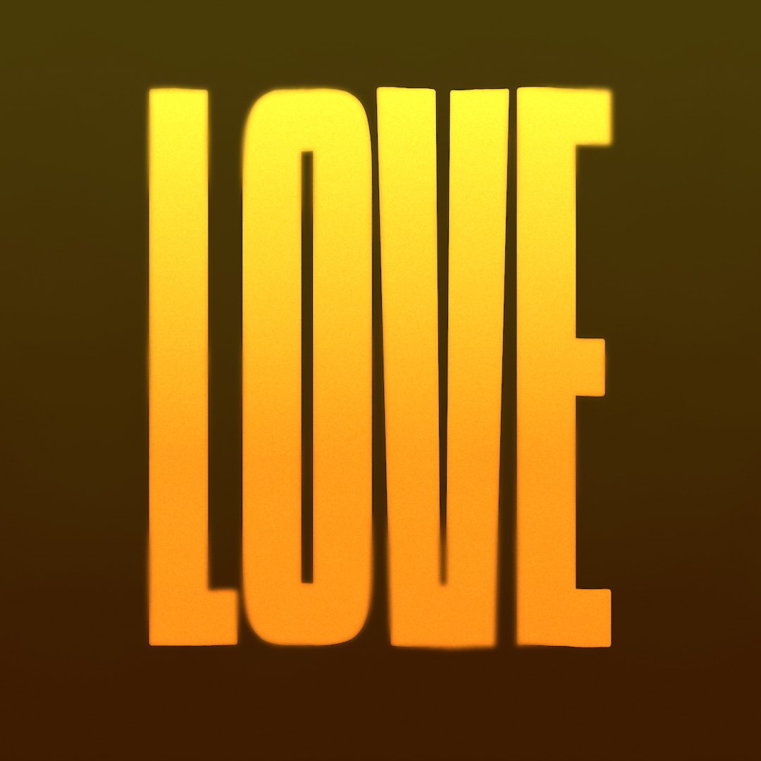 Love in tall gold type