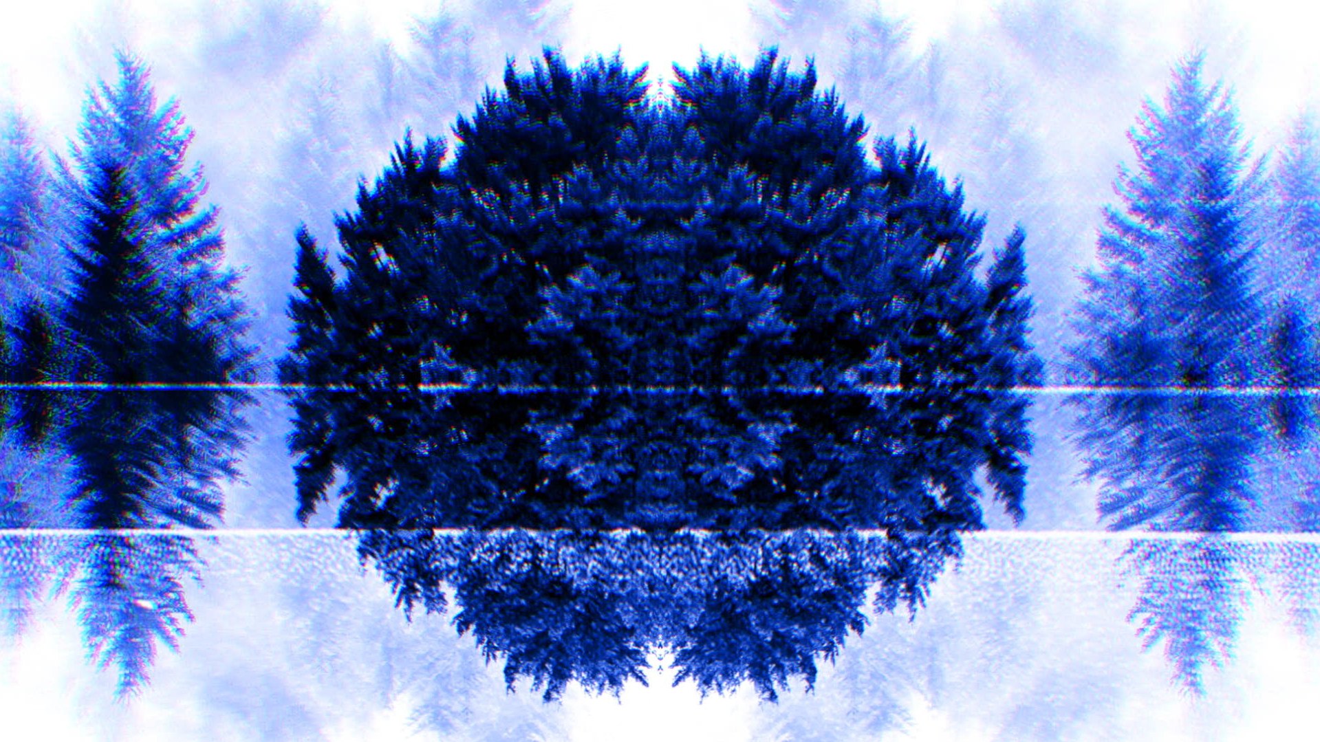 Mirrored blue tree pattern