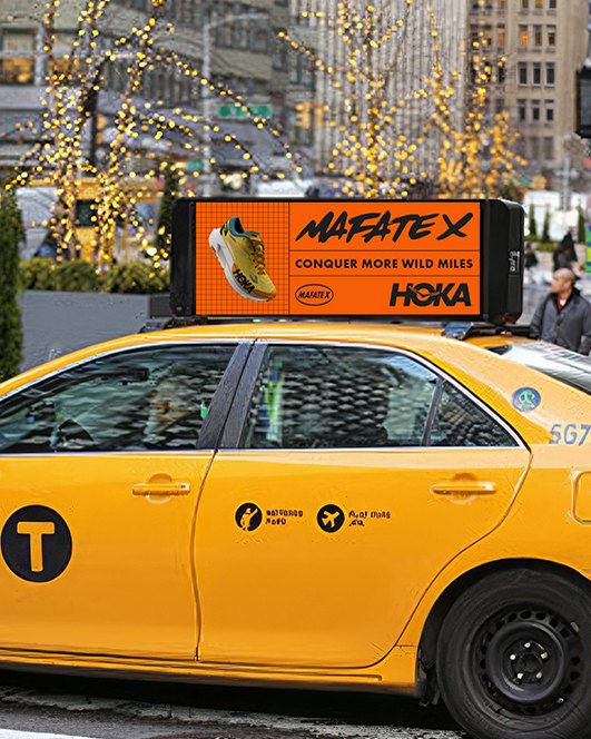 Mafate X ad on a New York taxi top