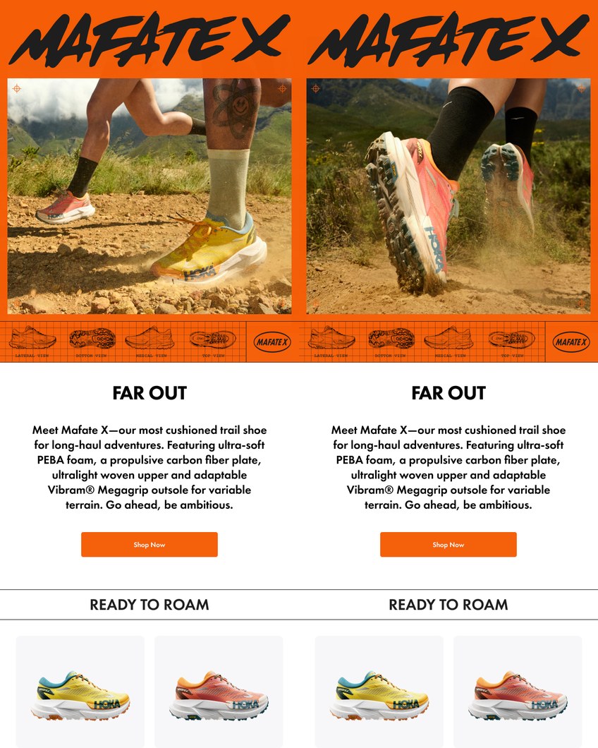 Mafate X launch emails side by side