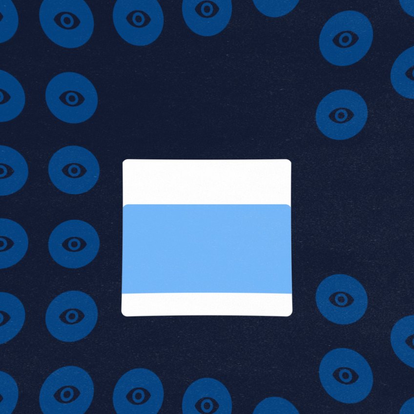 LinkedIn post card on a pattern of eye icons