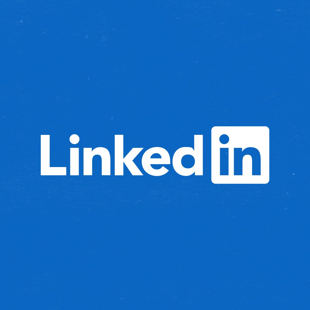 LinkedIn logo on blue