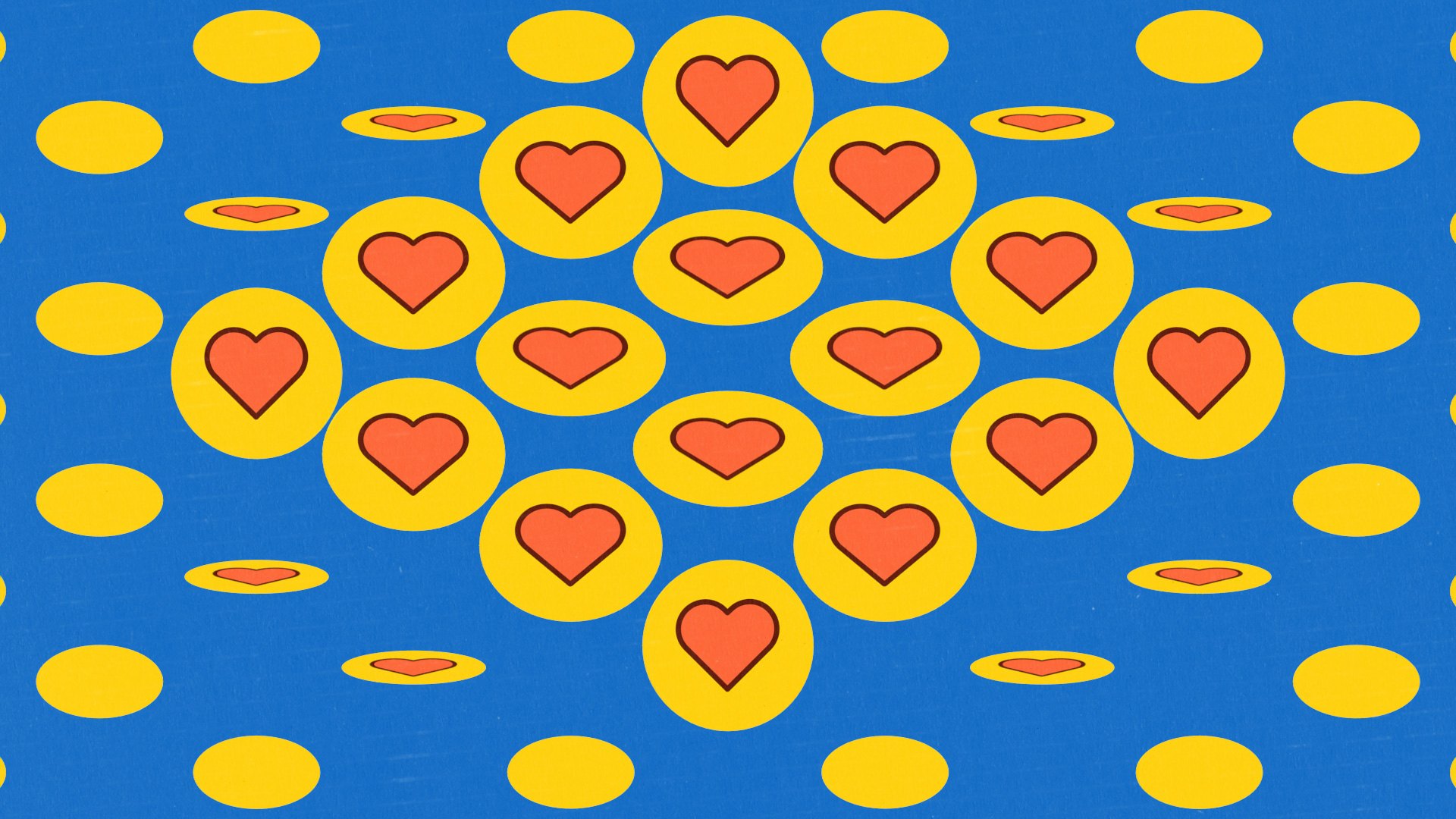 Pattern of hearts and eye icons