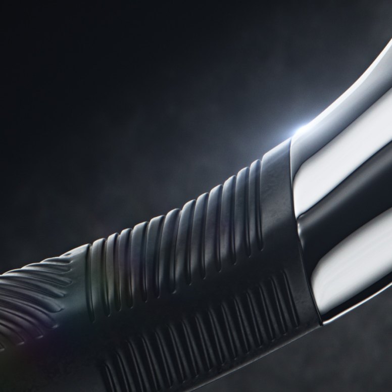 Close-up of the textured handle